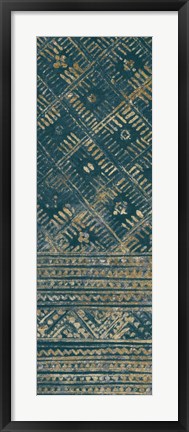 Framed Indochina Batik II Teal and Gold Print