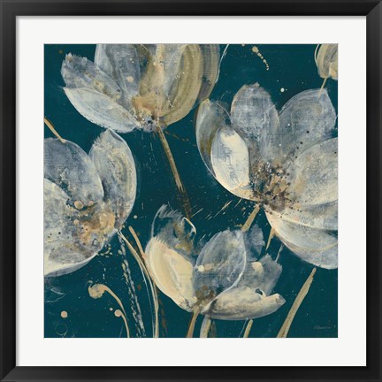 Framed Translucent Garden Teal Crop Print