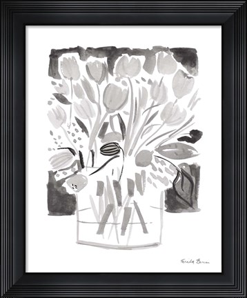 Framed Lemon Gray Tulips I Print