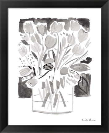 Framed Lemon Gray Tulips I Print