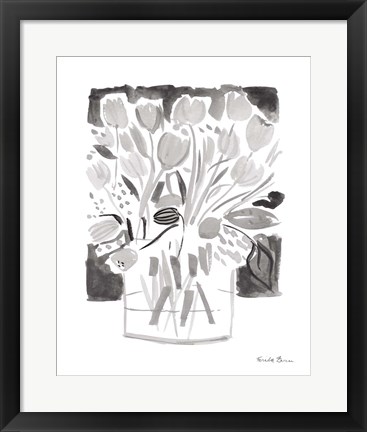 Framed Lemon Gray Tulips I Print