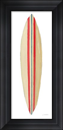 Framed Beach Time Surfboard I Print
