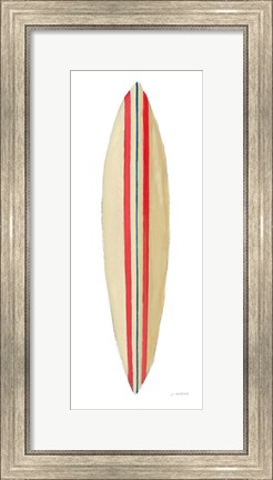 Framed Beach Time Surfboard I Print