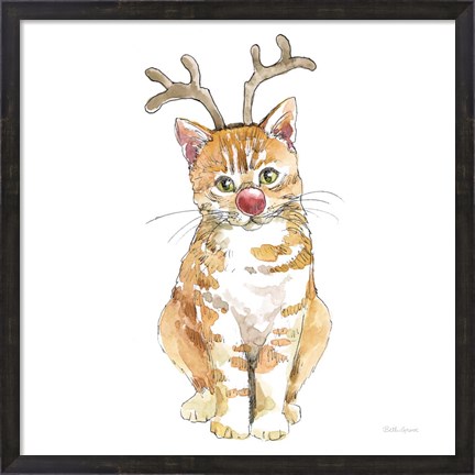 Framed Christmas Kitties III Square Print
