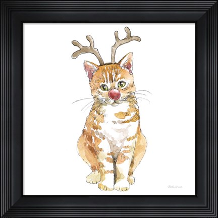 Framed Christmas Kitties III Square Print