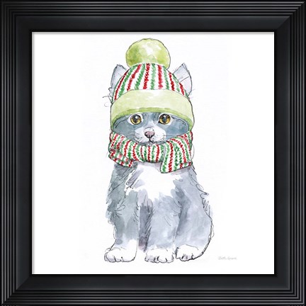 Framed Christmas Kitties II Square Print
