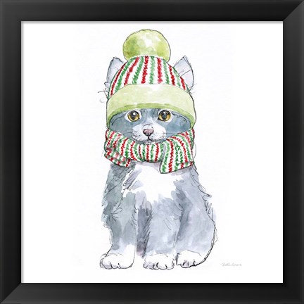 Framed Christmas Kitties II Square Print