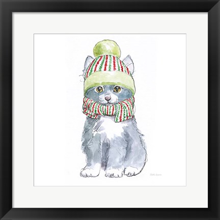 Framed Christmas Kitties II Square Print