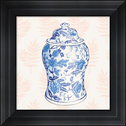 Framed Ginger Jar VI Coral No Border Print