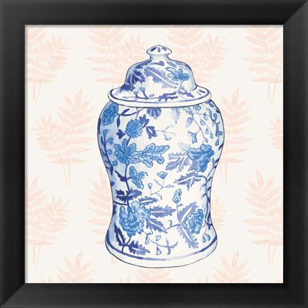 Framed Ginger Jar VI Coral No Border Print