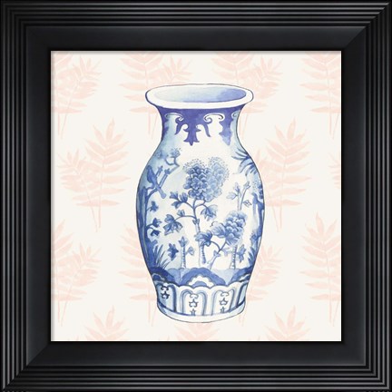 Framed Ginger Jar II Coral No Border Print