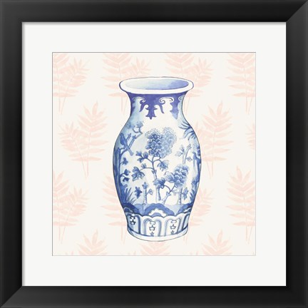 Framed Ginger Jar II Coral No Border Print