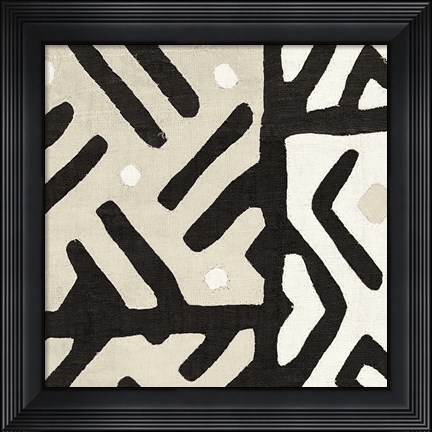 Framed Kuba Cloth I Sq II Neutral Print