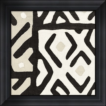 Framed Kuba Cloth I Sq I Neutral Print