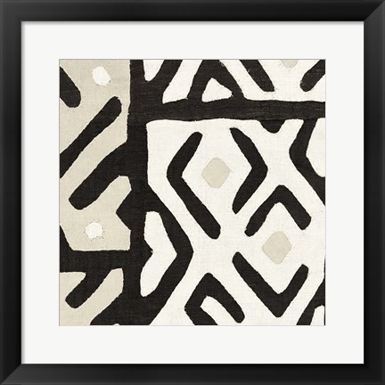 Framed Kuba Cloth I Sq I Neutral Print