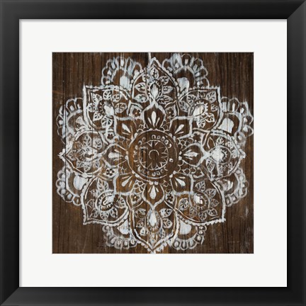 Framed Mandala on Dark Wood Print