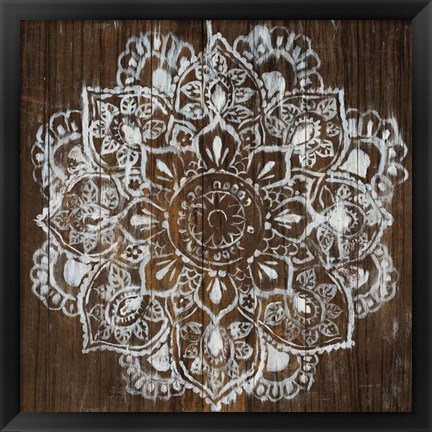 Framed Mandala on Dark Wood Print