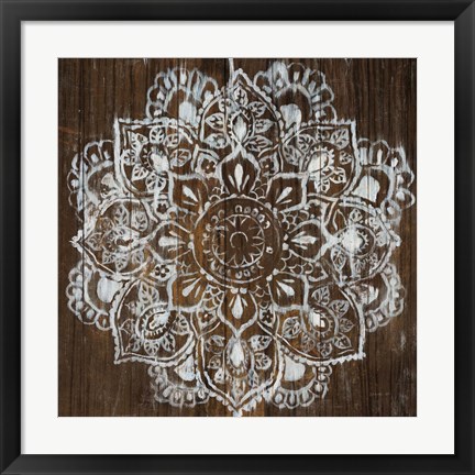 Framed Mandala on Dark Wood Print