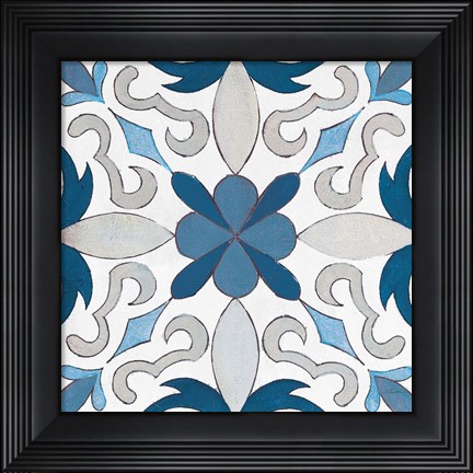 Framed Gypsy Wall Tile 14 Blue Gray Print