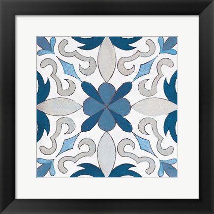 Framed Gypsy Wall Tile 14 Blue Gray Print