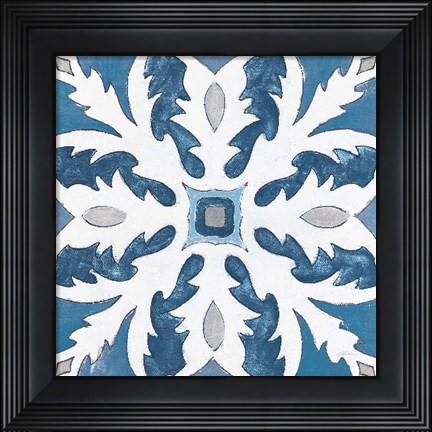 Framed Gypsy Wall Tile 10 Blue Gray Print