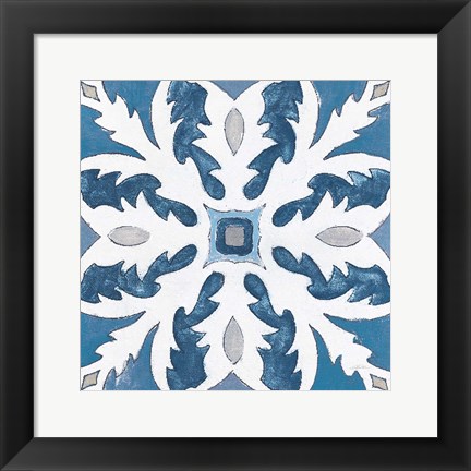 Framed Gypsy Wall Tile 10 Blue Gray Print