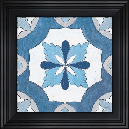 Framed Gypsy Wall Tile 8 Blue Gray Print