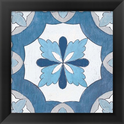 Framed Gypsy Wall Tile 8 Blue Gray Print