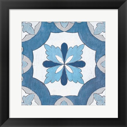 Framed Gypsy Wall Tile 8 Blue Gray Print