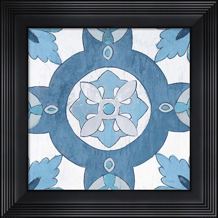 Framed Gypsy Wall Tile 6 Blue Gray Print