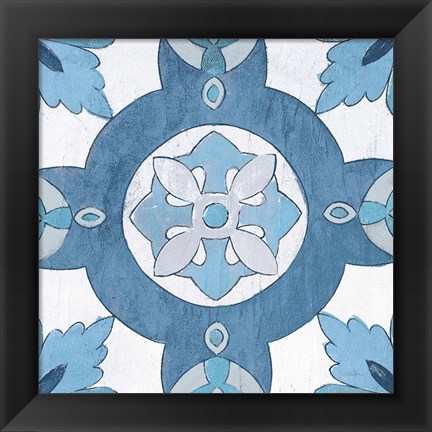 Framed Gypsy Wall Tile 6 Blue Gray Print