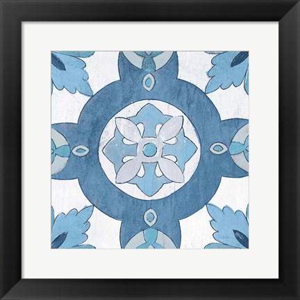 Framed Gypsy Wall Tile 6 Blue Gray Print