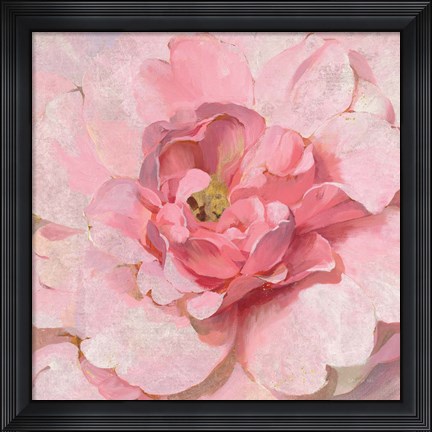 Framed Blushing Metallic Peony Print
