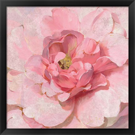 Framed Blushing Metallic Peony Print