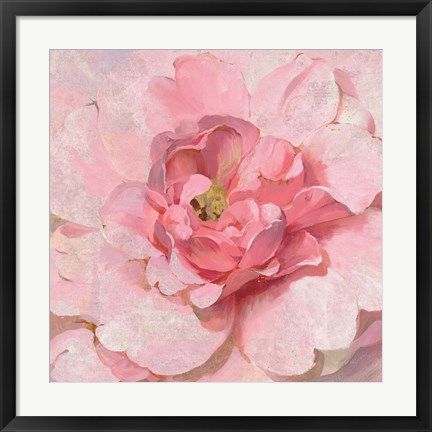 Framed Blushing Metallic Peony Print