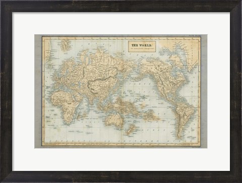 Framed World Map Neutral Print