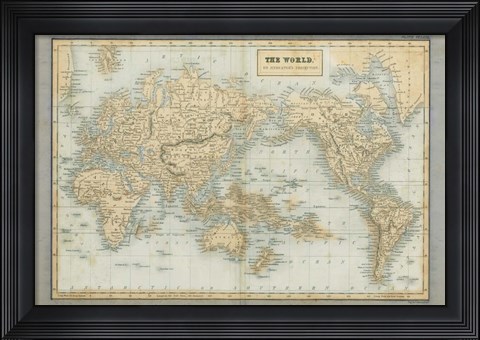 Framed World Map Neutral Print