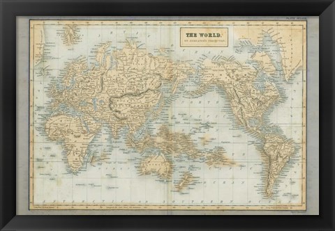 Framed World Map Neutral Print