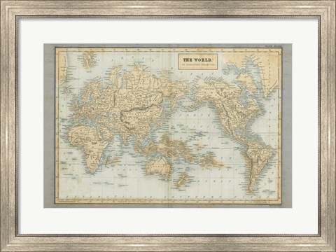 Framed World Map Neutral Print