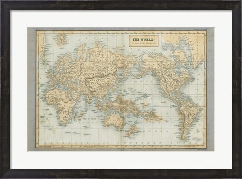 Framed World Map Neutral Print