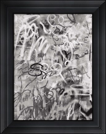 Framed Graffiti Love Monochromatic Print