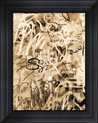 Framed Graffiti Love Sepia Print