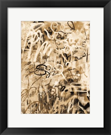 Framed Graffiti Love Sepia Print