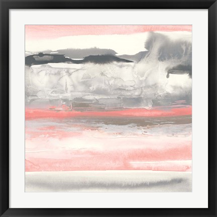 Framed Charcoal and Coral I Print