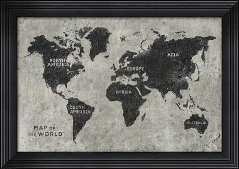 Framed Grunge World Map Print