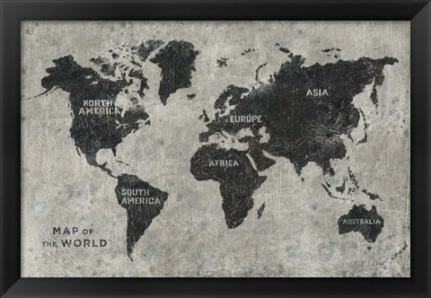 Framed Grunge World Map Print