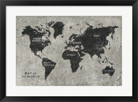 Framed Grunge World Map Print