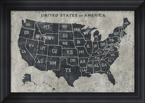 Framed Grunge USA Map Print