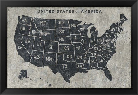 Framed Grunge USA Map Print