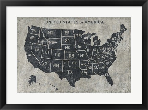 Framed Grunge USA Map Print